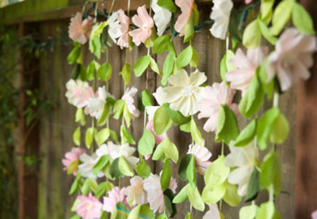 tissue paper flower garland wedding