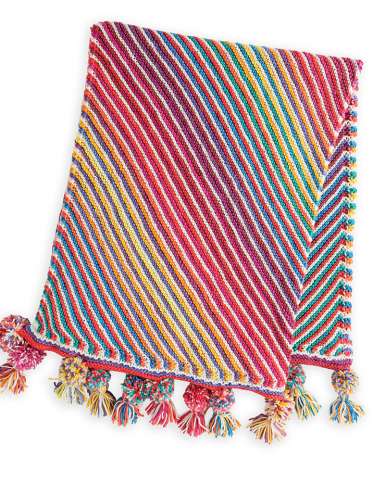 Color Cascade Bias Knit Panel Blanket