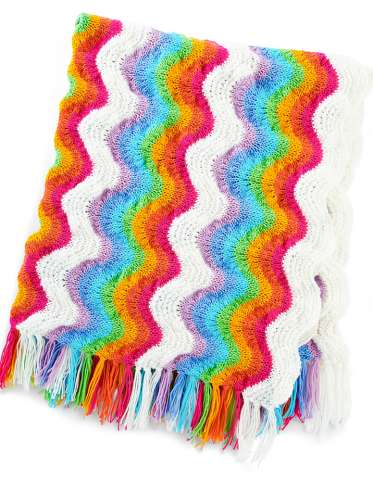 Rainbow and Clouds Knit Blanket