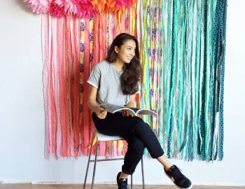 Fabric and Pompom Backdrop: 9/1/16